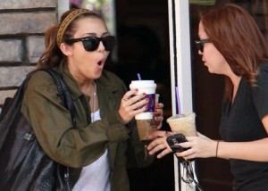 Miley Grabs A Cup of Joe